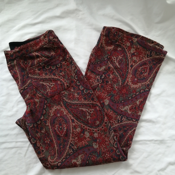 Free People Flare Jacquard Paisley High Rise Pants Size 4 - Picture 8 of 16